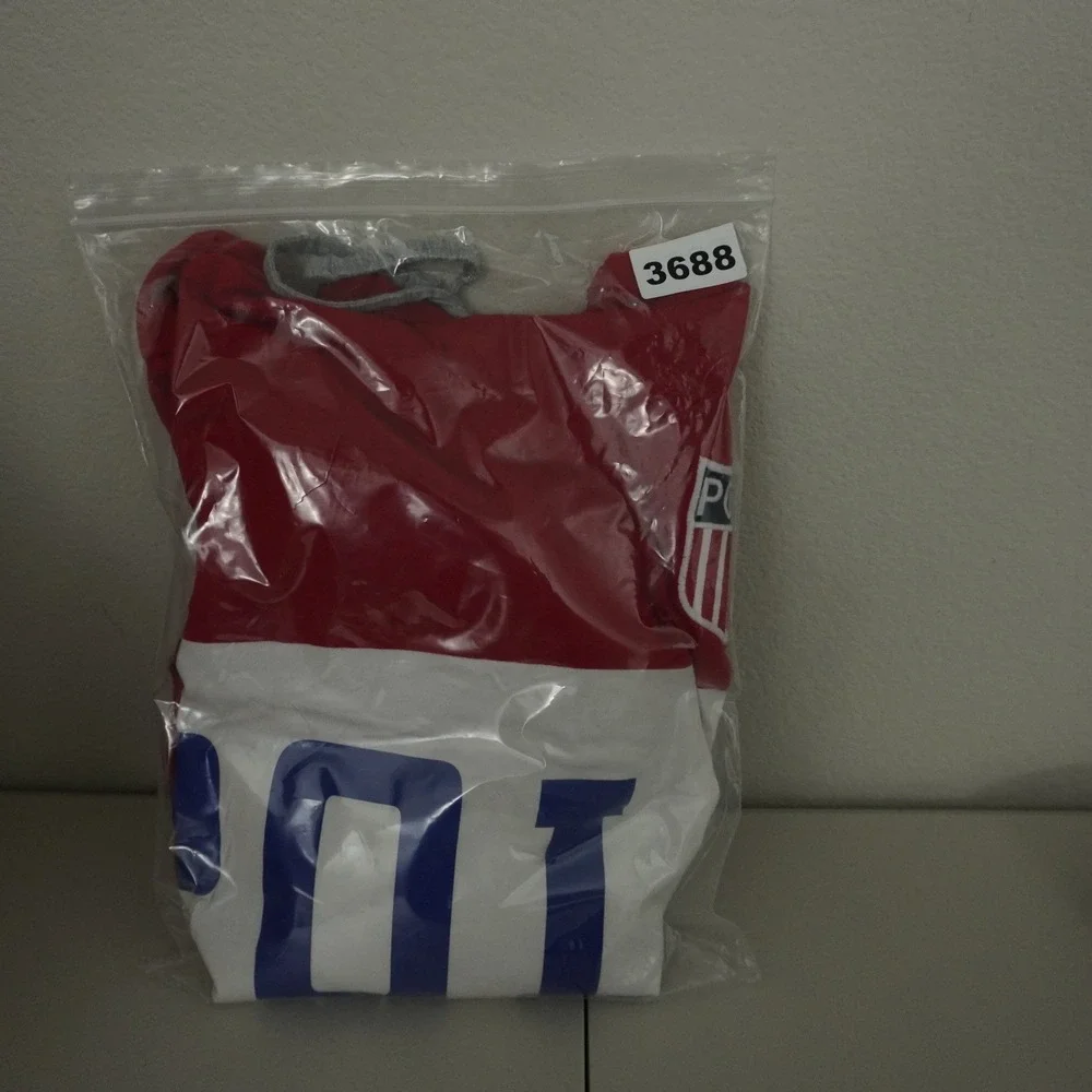 Polo Ralph Lauren Hooded T-Shirt Mens Small Red Colorblock Track Graphic